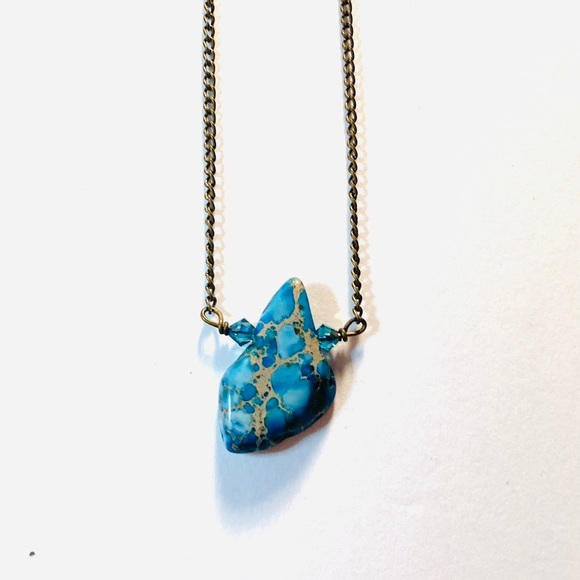 Handmade “Rock On” Aqua Blue Imperial Jasper Necklace by McGlamorous - Picture 2 of 9